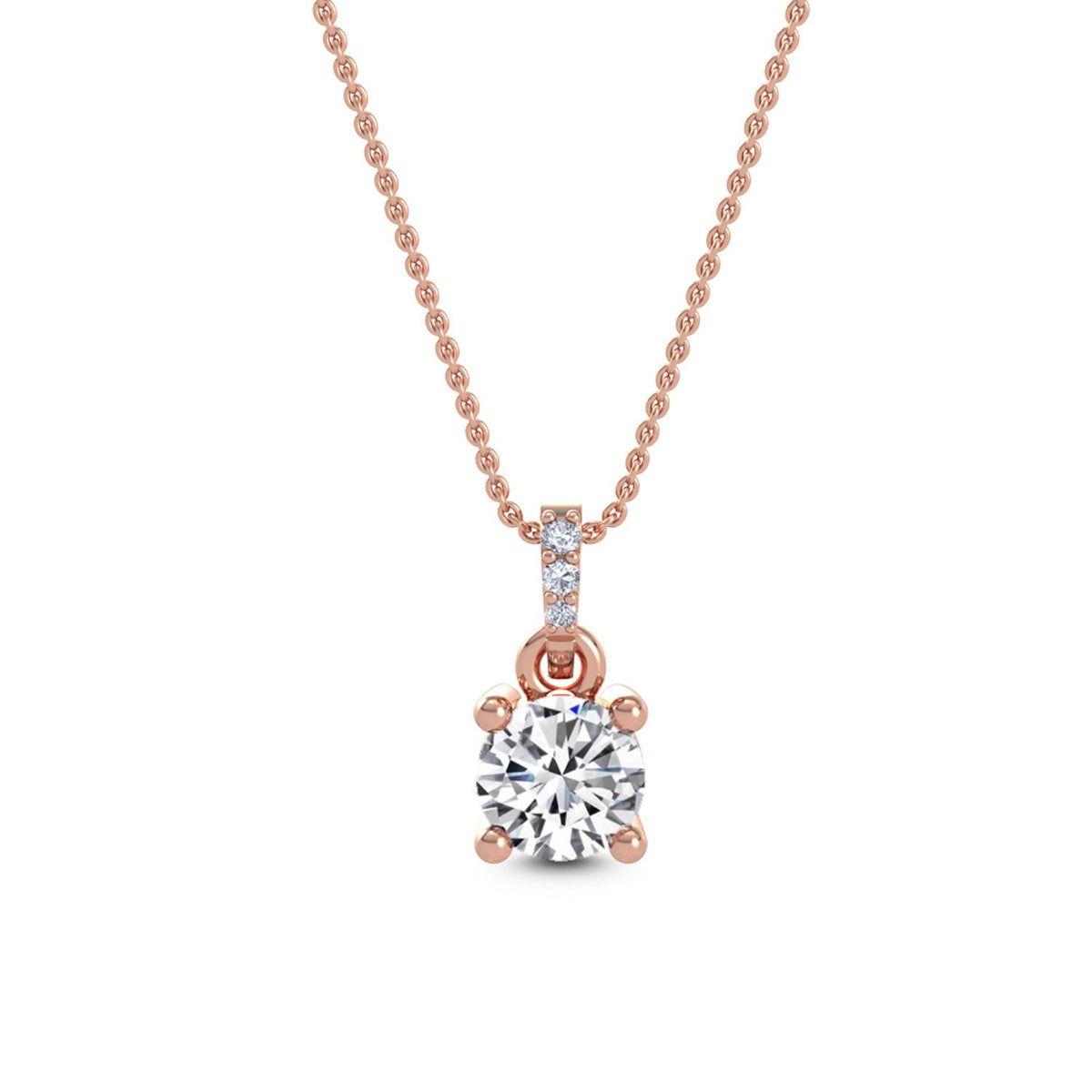 Rose Gold / Lab Grown Diamond Solitaire Pendant