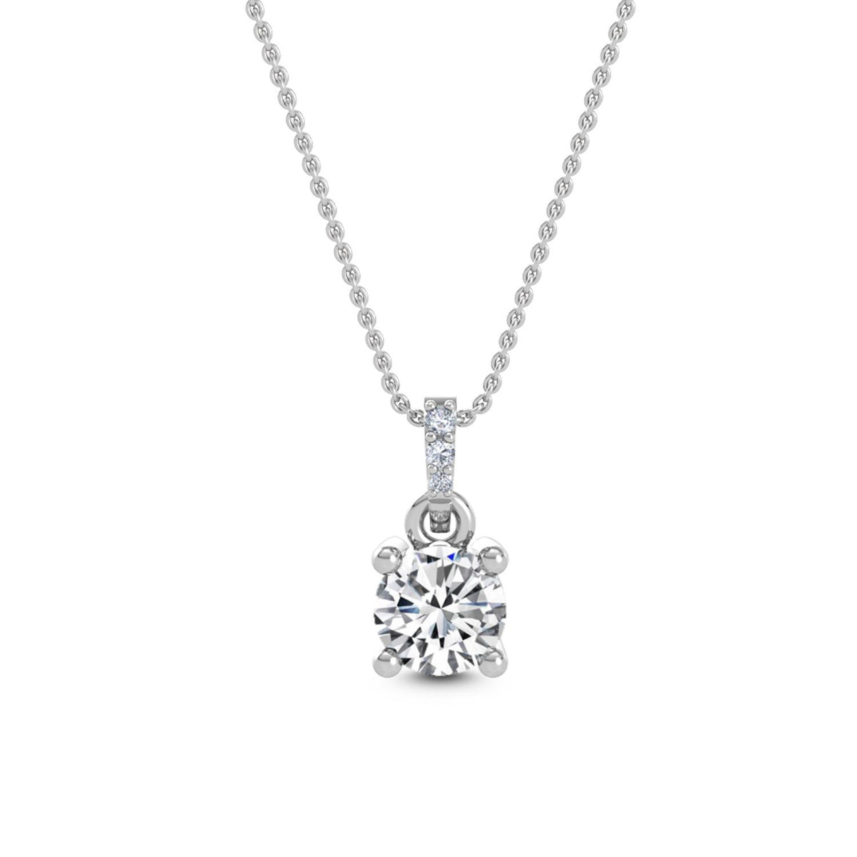 White Gold / Lab Grown Diamond Solitaire Pendant