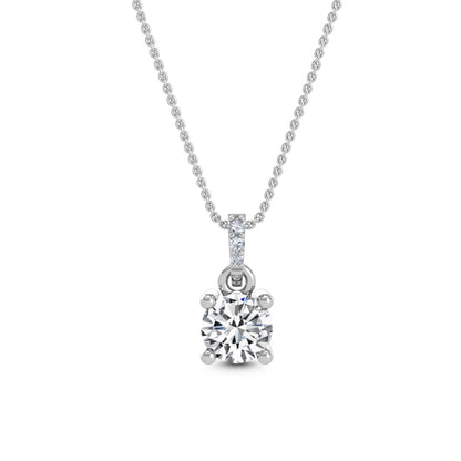 White Gold / Lab Grown Diamond Solitaire Pendant