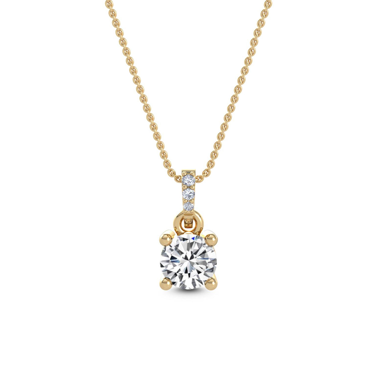 Yellow Gold / Lab Grown Diamond Solitaire Pendant
