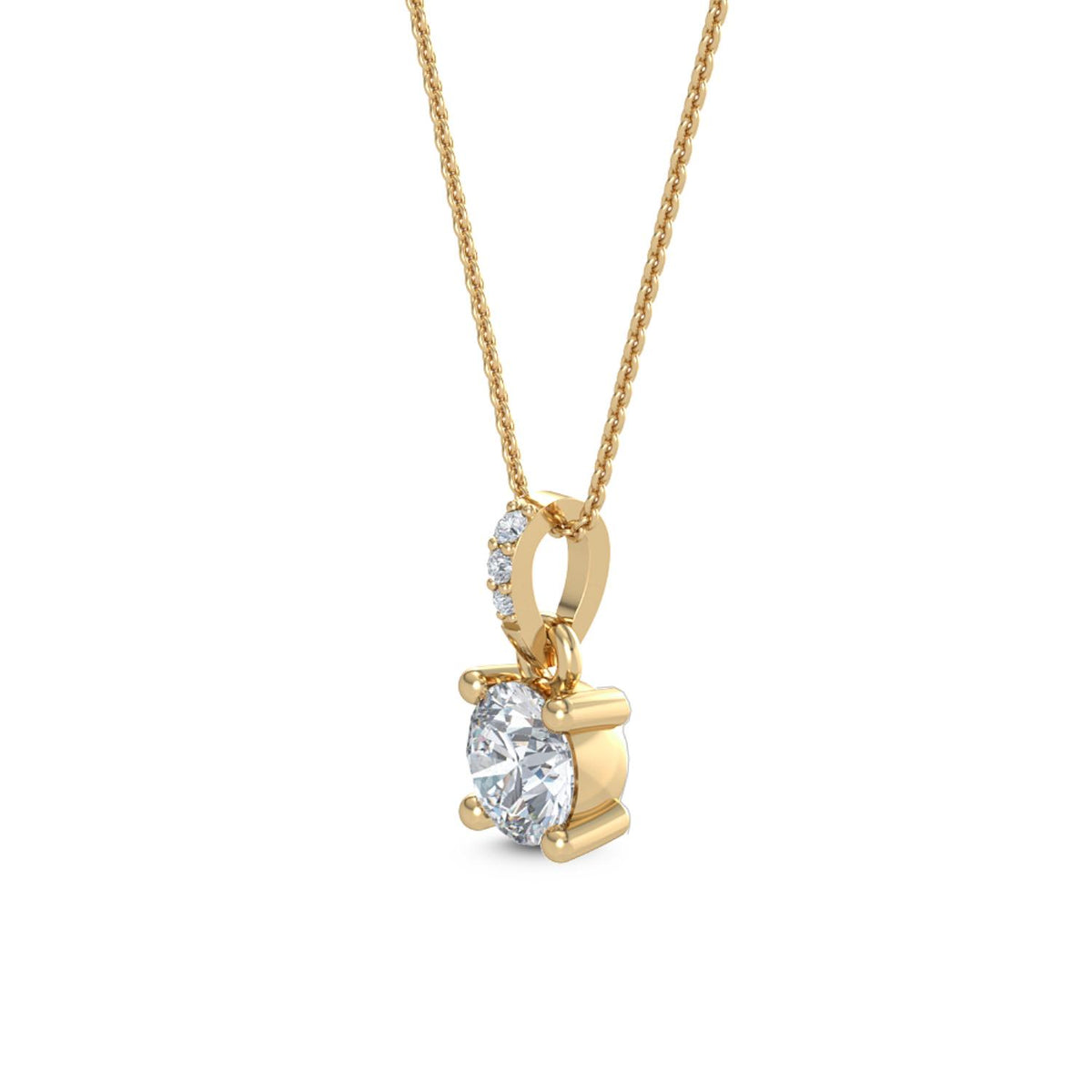 Yellow Gold / Lab Grown Diamond Solitaire Pendant