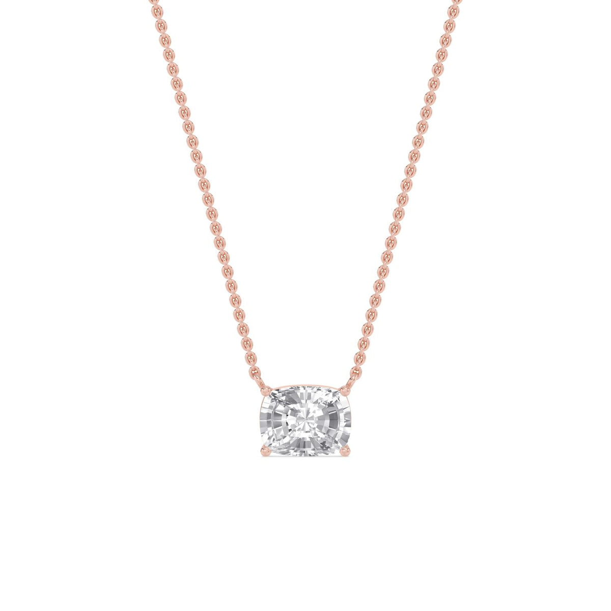 Rose Gold / Cushion Lab Grown Diamond Solitaire Pendant