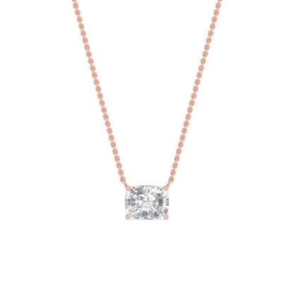 Rose Gold / Cushion Lab Grown Diamond Solitaire Pendant