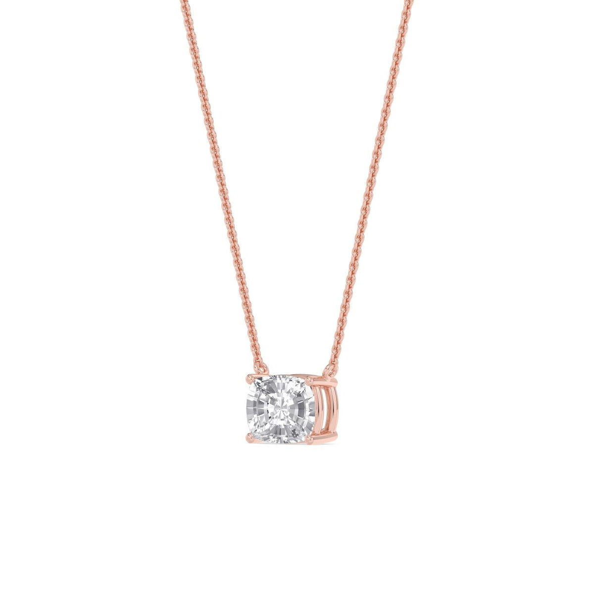Rose Gold / Cushion Lab Grown Diamond Solitaire Pendant