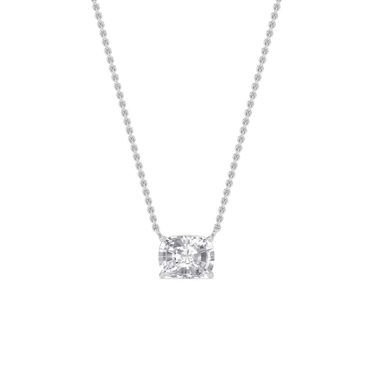 White Gold / Cushion Lab Grown Diamond Solitaire Pendant