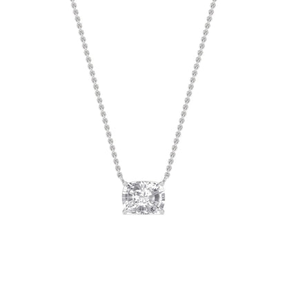 White Gold / Cushion Lab Grown Diamond Solitaire Pendant