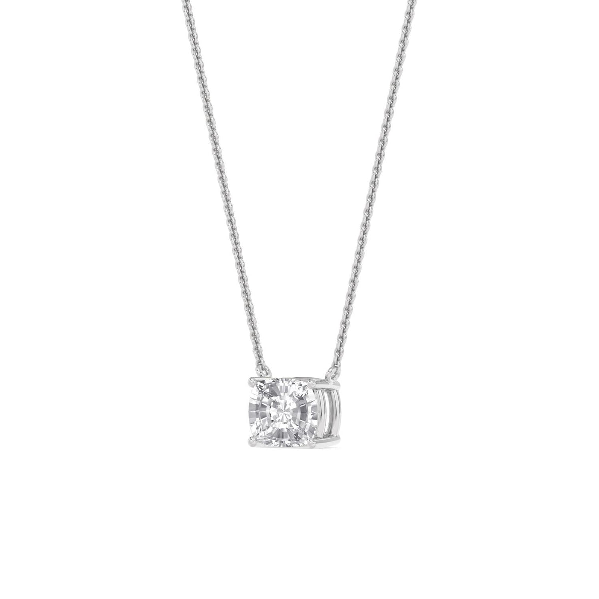 White Gold / Cushion Lab Grown Diamond Solitaire Pendant