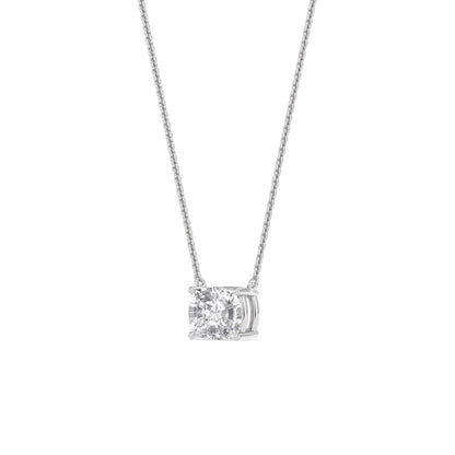 White Gold / Cushion Lab Grown Diamond Solitaire Pendant