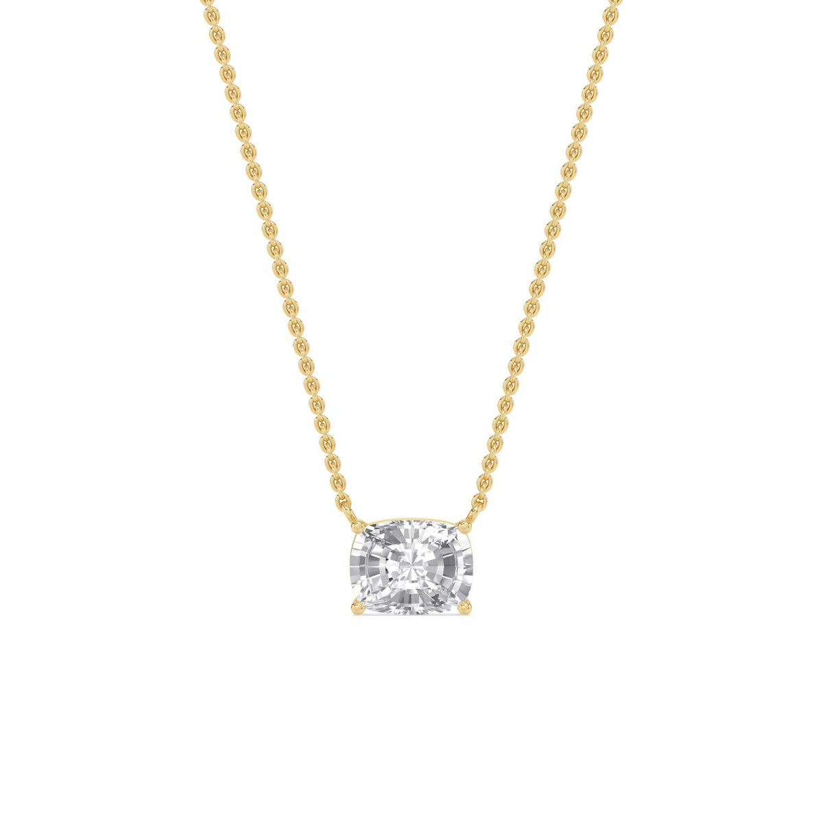 Yellow Gold / Cushion Lab Grown Diamond Solitaire Pendant