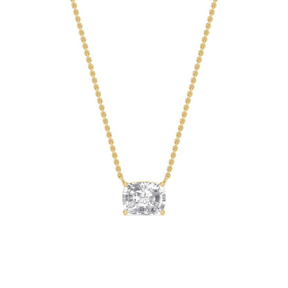 Yellow Gold / Cushion Lab Grown Diamond Solitaire Pendant