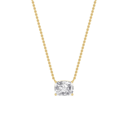 Yellow Gold / Cushion Lab Grown Diamond Solitaire Pendant
