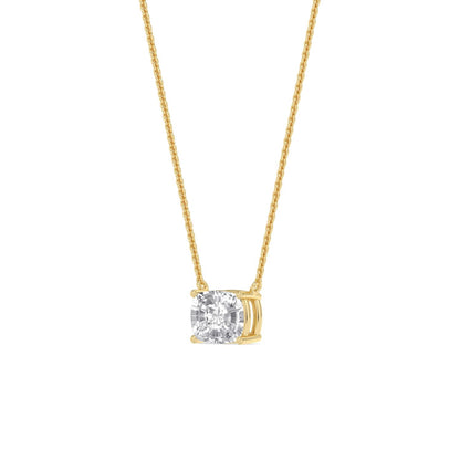 Yellow Gold / Cushion Lab Grown Diamond Solitaire Pendant