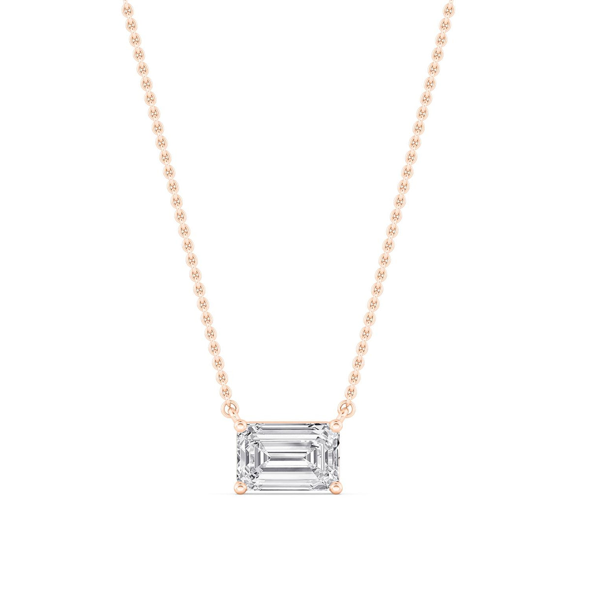 Rose Gold / Emerald Lab Grown Diamond Solitaire Pendant