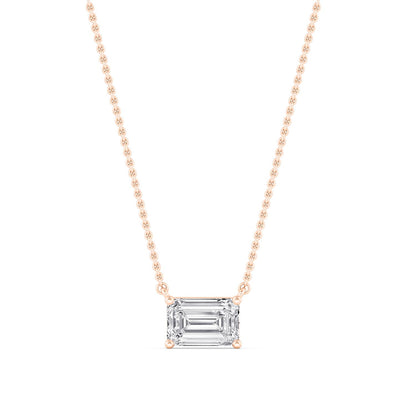 Rose Gold / Emerald Lab Grown Diamond Solitaire Pendant