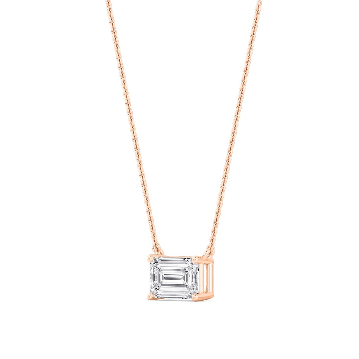 Rose Gold / Emerald Lab Grown Diamond Solitaire Pendant