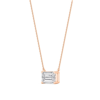 Rose Gold / Emerald Lab Grown Diamond Solitaire Pendant