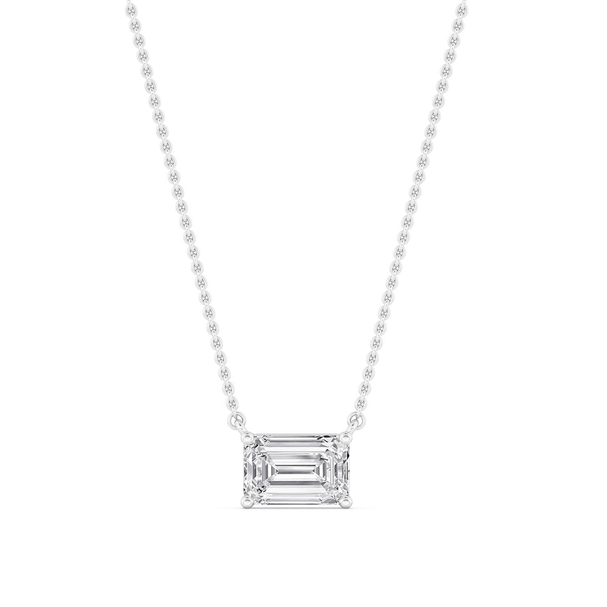 White Gold / Emerald Lab Grown Diamond Solitaire Pendant