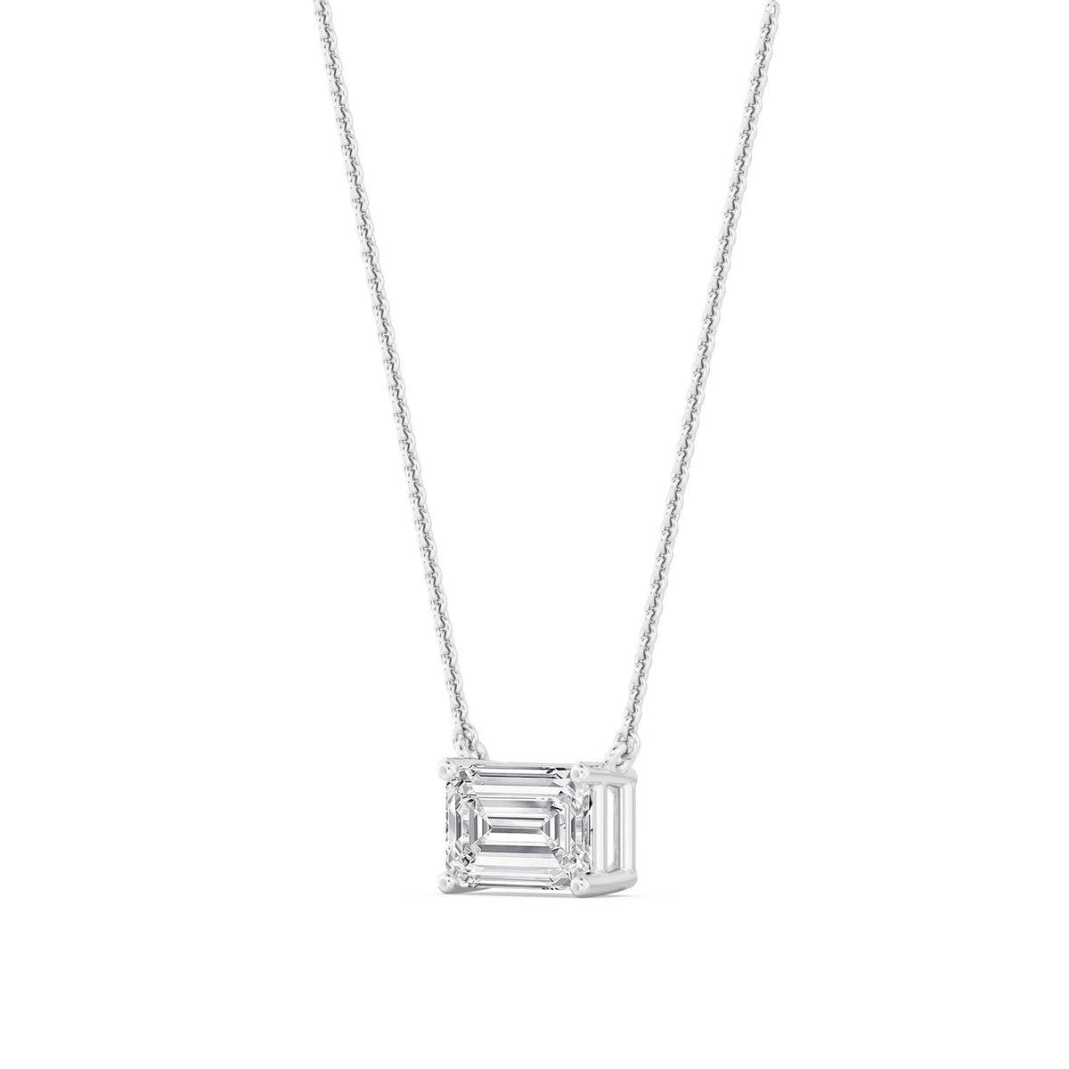 White Gold / Emerald Lab Grown Diamond Solitaire Pendant