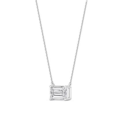 White Gold / Emerald Lab Grown Diamond Solitaire Pendant