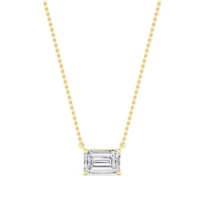 Yellow Gold / Emerald Lab Grown Diamond Solitaire Pendant