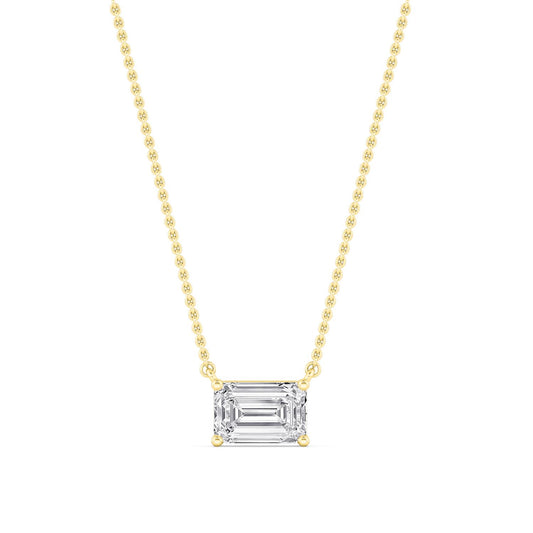 Yellow Gold / Emerald Lab Grown Diamond Solitaire Pendant