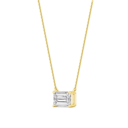 Yellow Gold / Emerald Lab Grown Diamond Solitaire Pendant