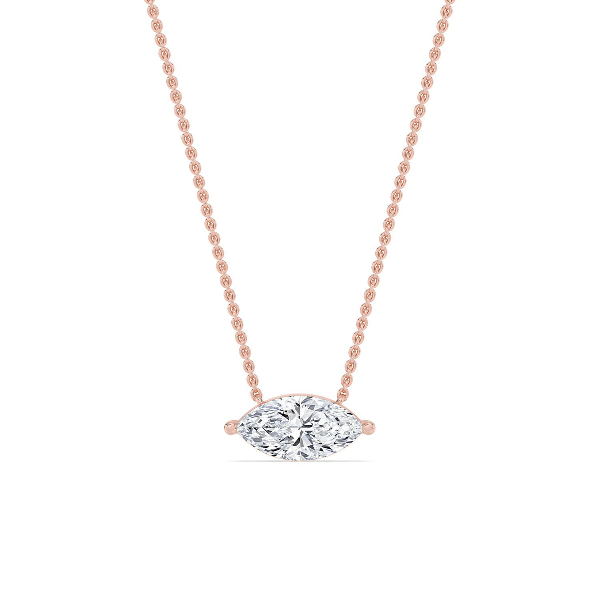 Rose Gold / Marquise Lab Grown Diamond Solitaire Pendant