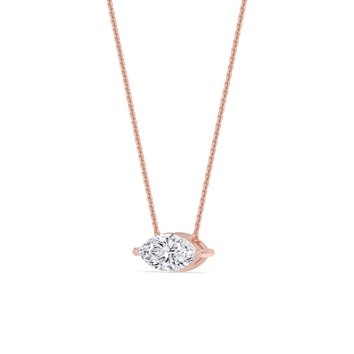 Rose Gold / Marquise Lab Grown Diamond Solitaire Pendant