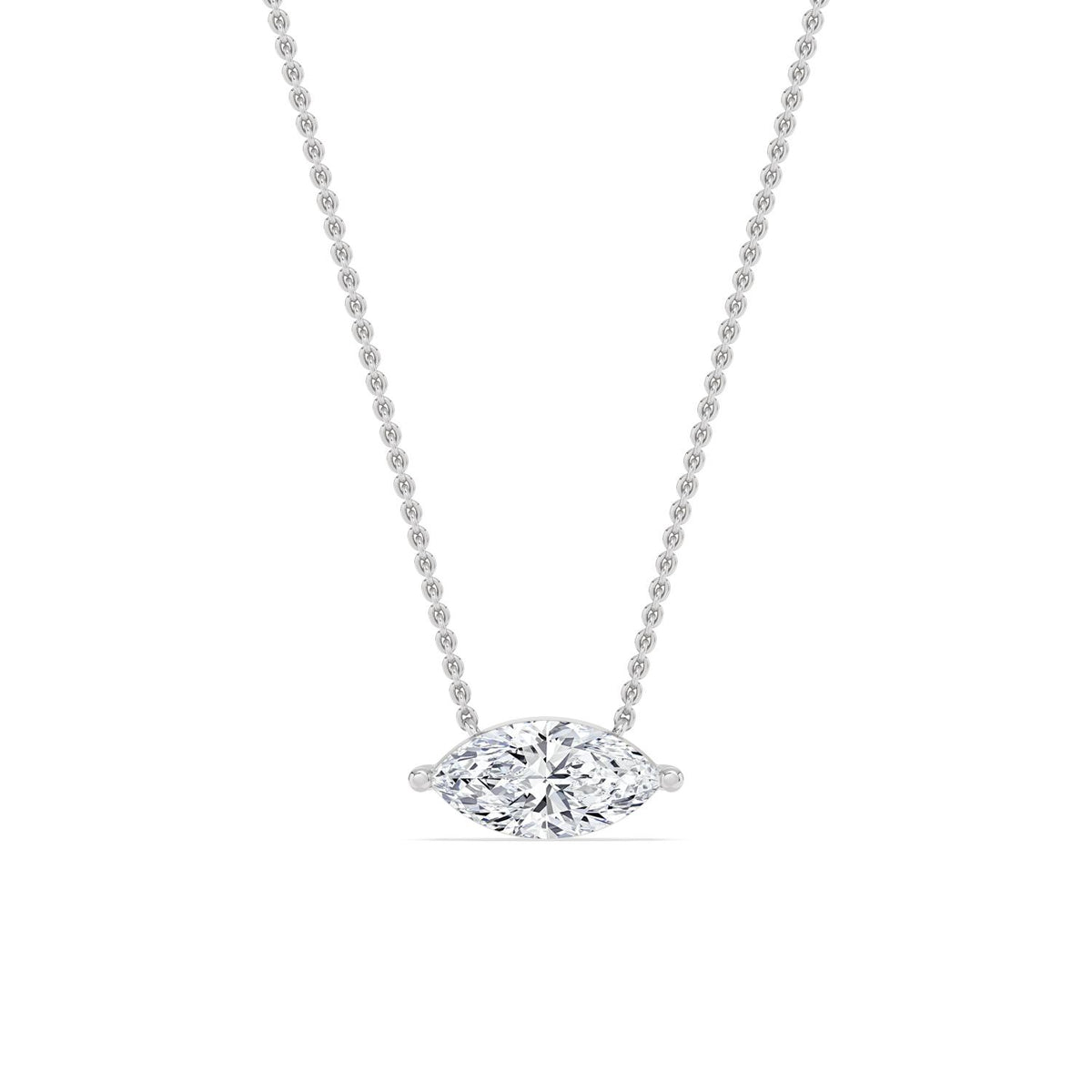 White Gold / Marquise Lab Grown Diamond Solitaire Pendant