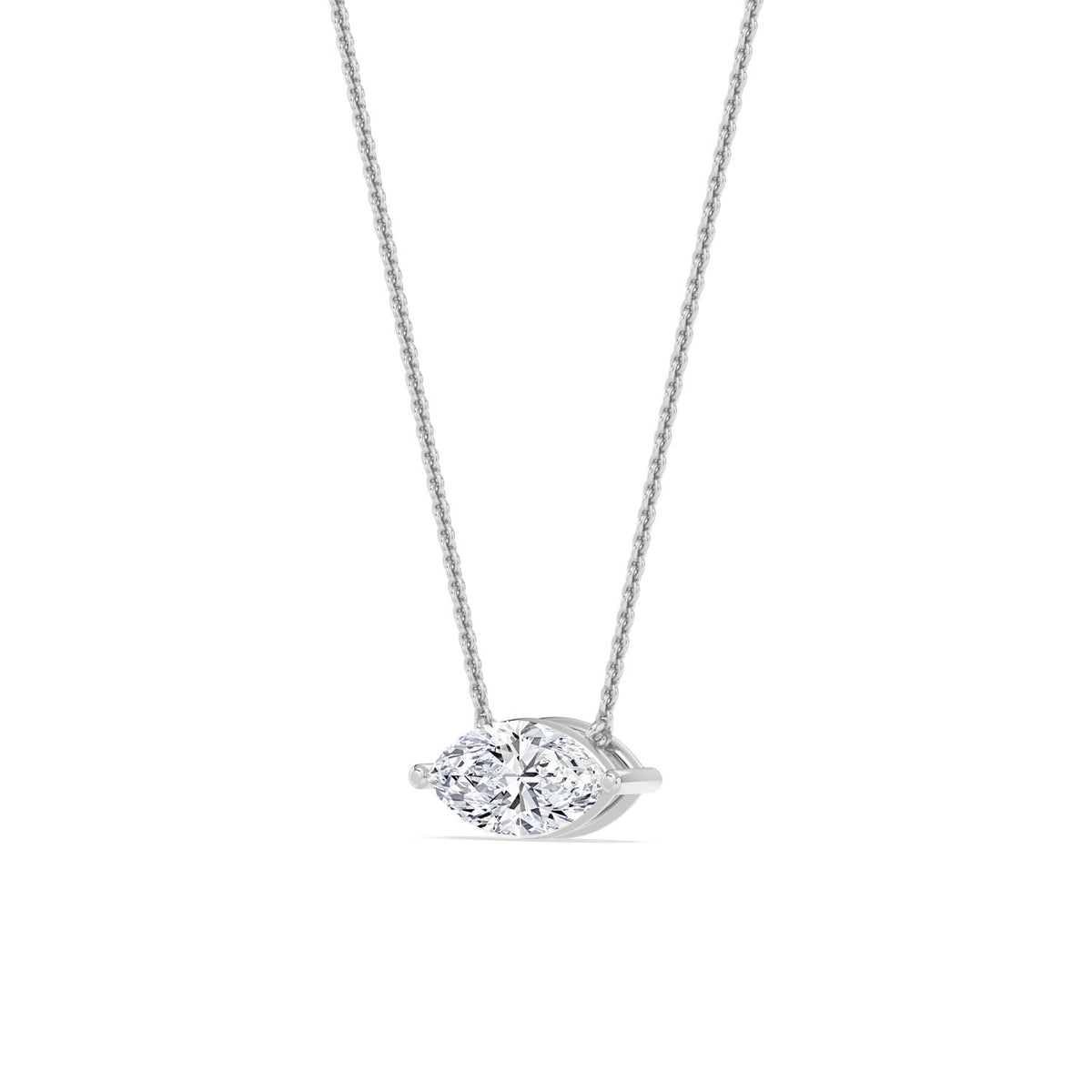 White Gold / Marquise Lab Grown Diamond Solitaire Pendant