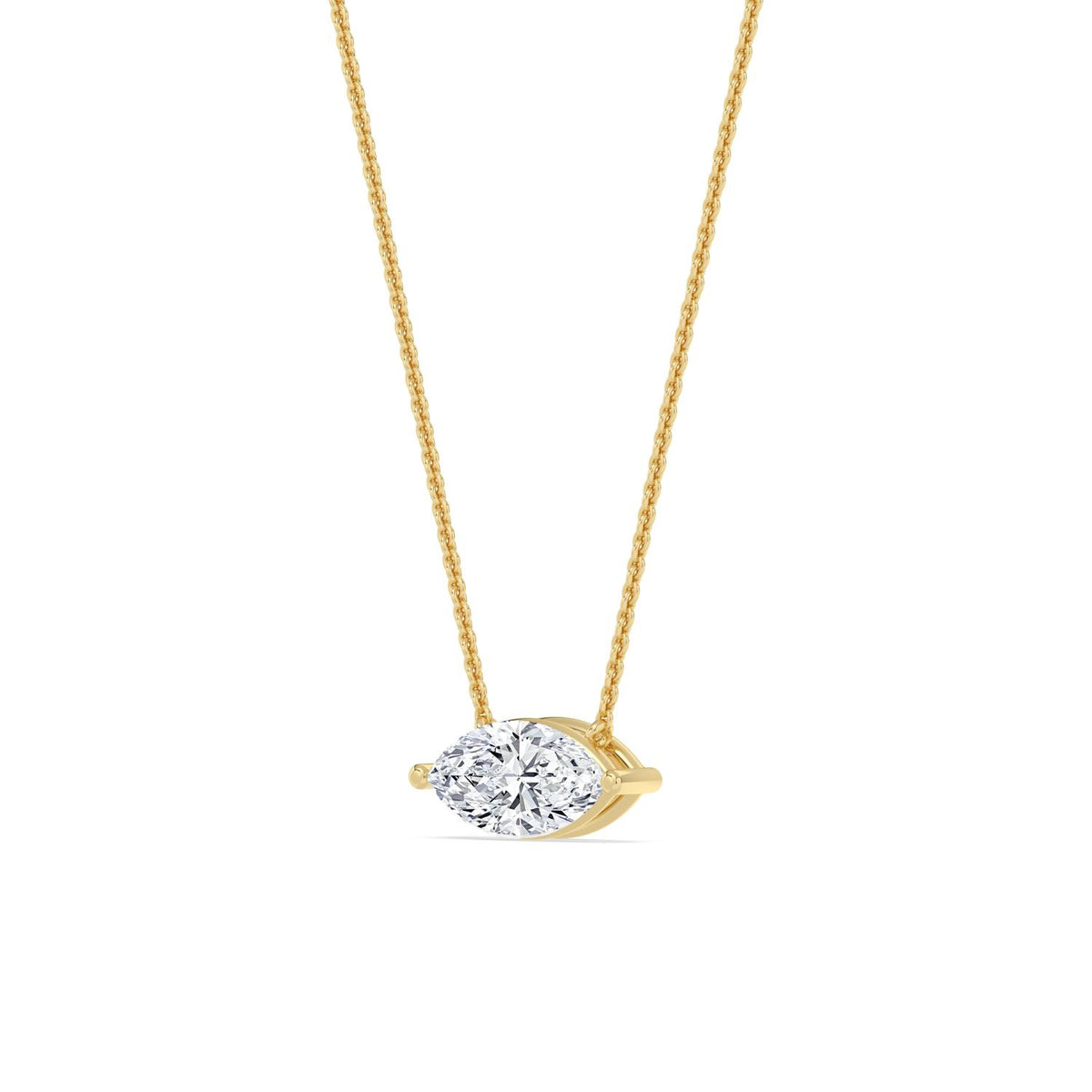 Yellow Gold / Marquise Lab Grown Diamond Solitaire Pendant