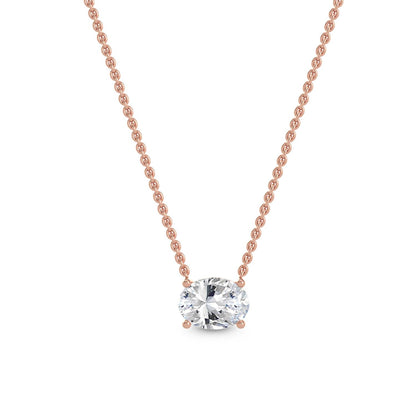 Rose Gold / Oval Lab Grown Diamond Solitaire Pendant