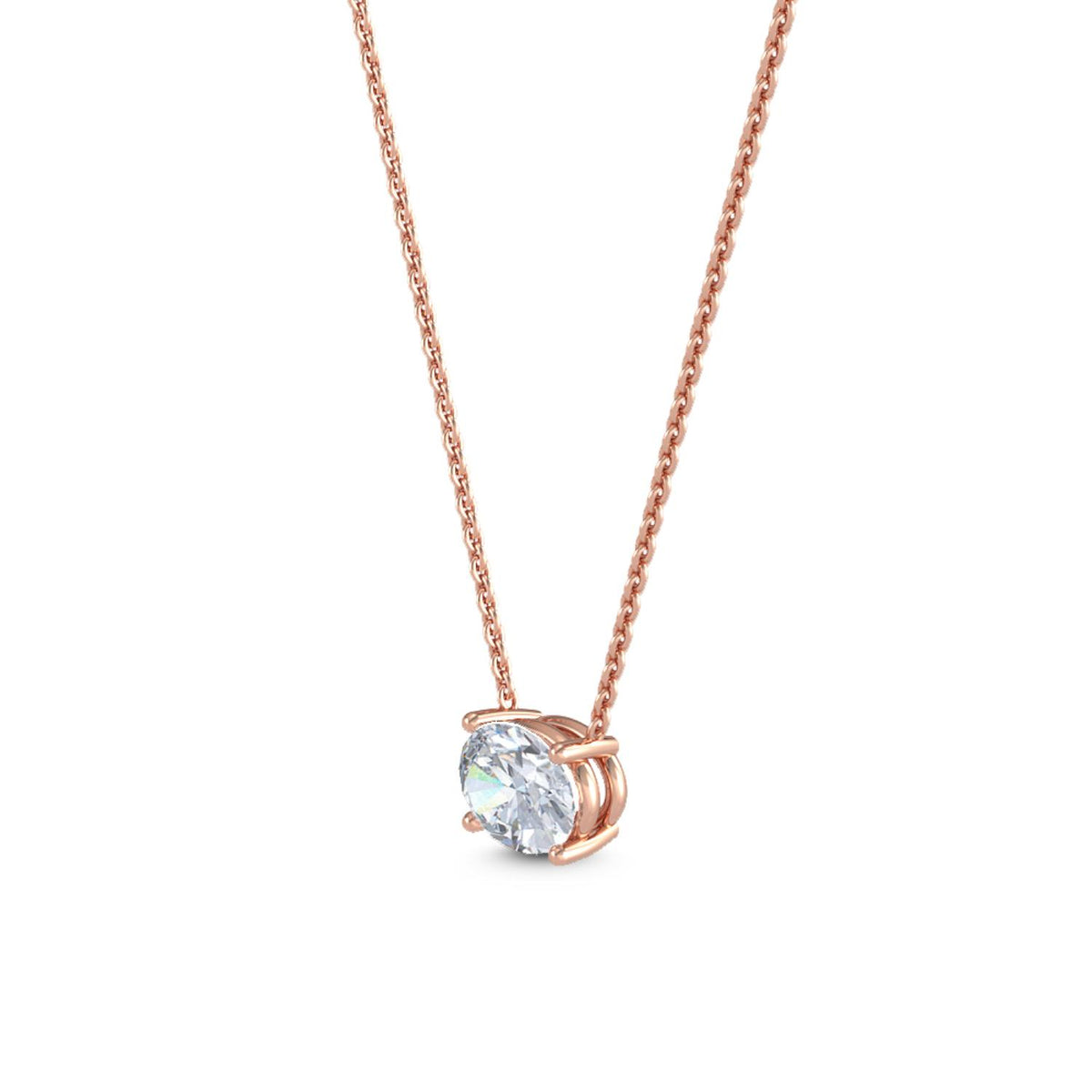 Rose Gold / Oval Lab Grown Diamond Solitaire Pendant