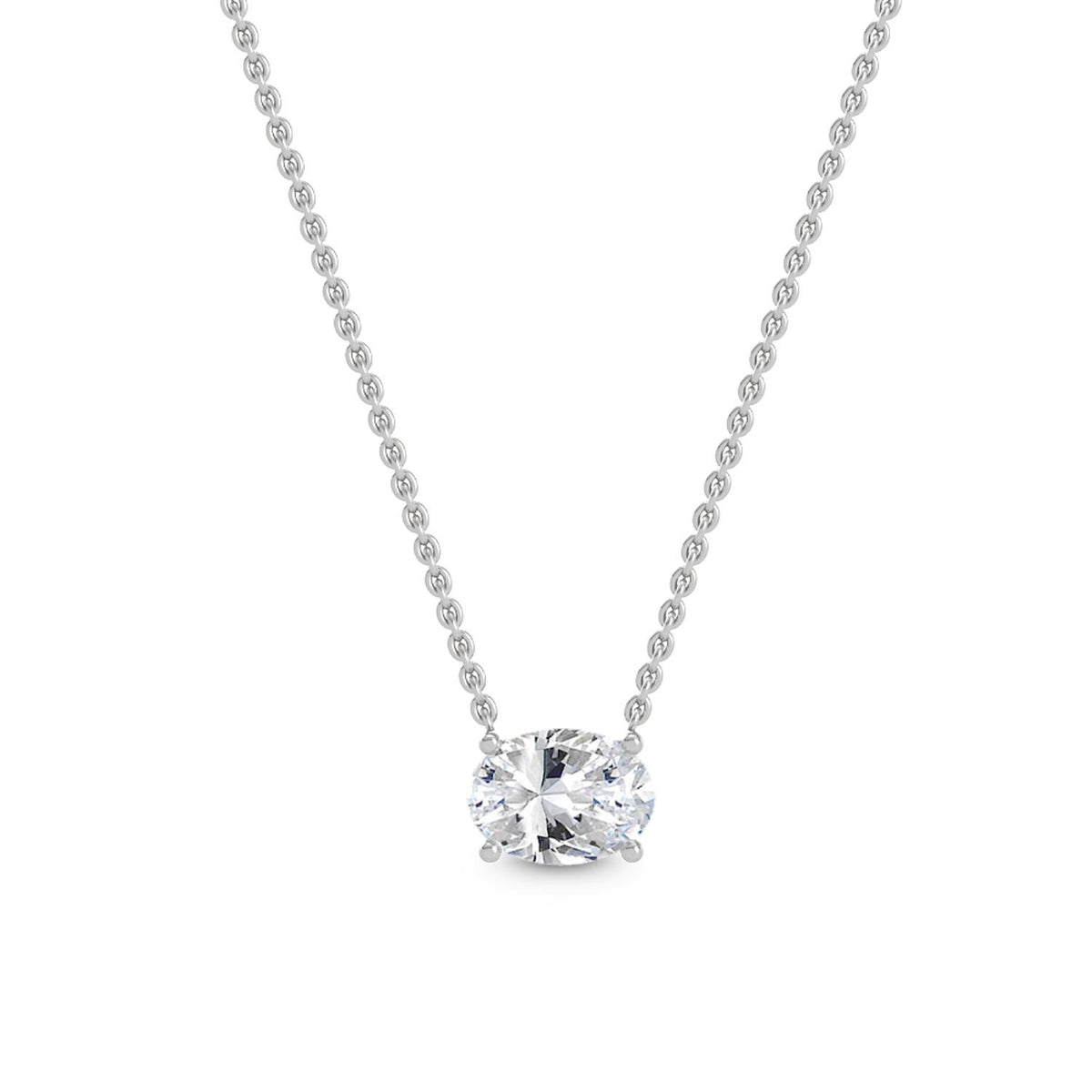 White Gold / Oval Lab Grown Diamond Solitaire Pendant
