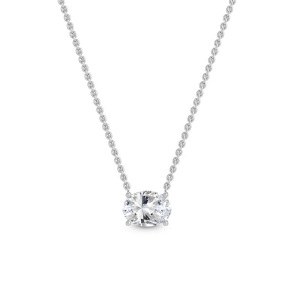 White Gold / Oval Lab Grown Diamond Solitaire Pendant