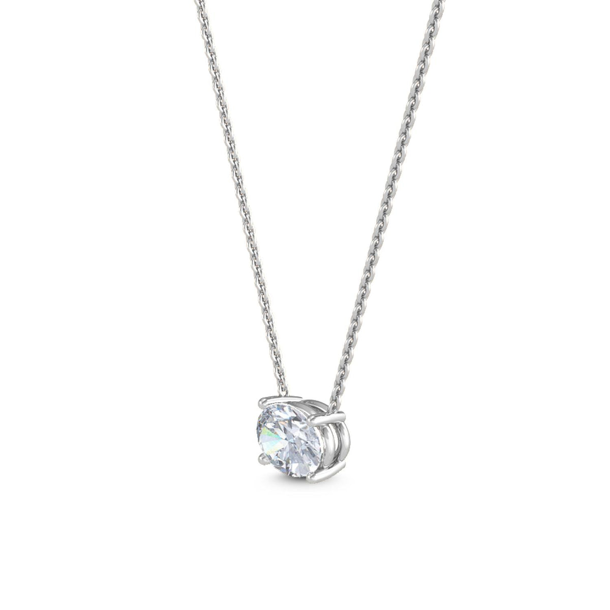 White Gold / Oval Lab Grown Diamond Solitaire Pendant