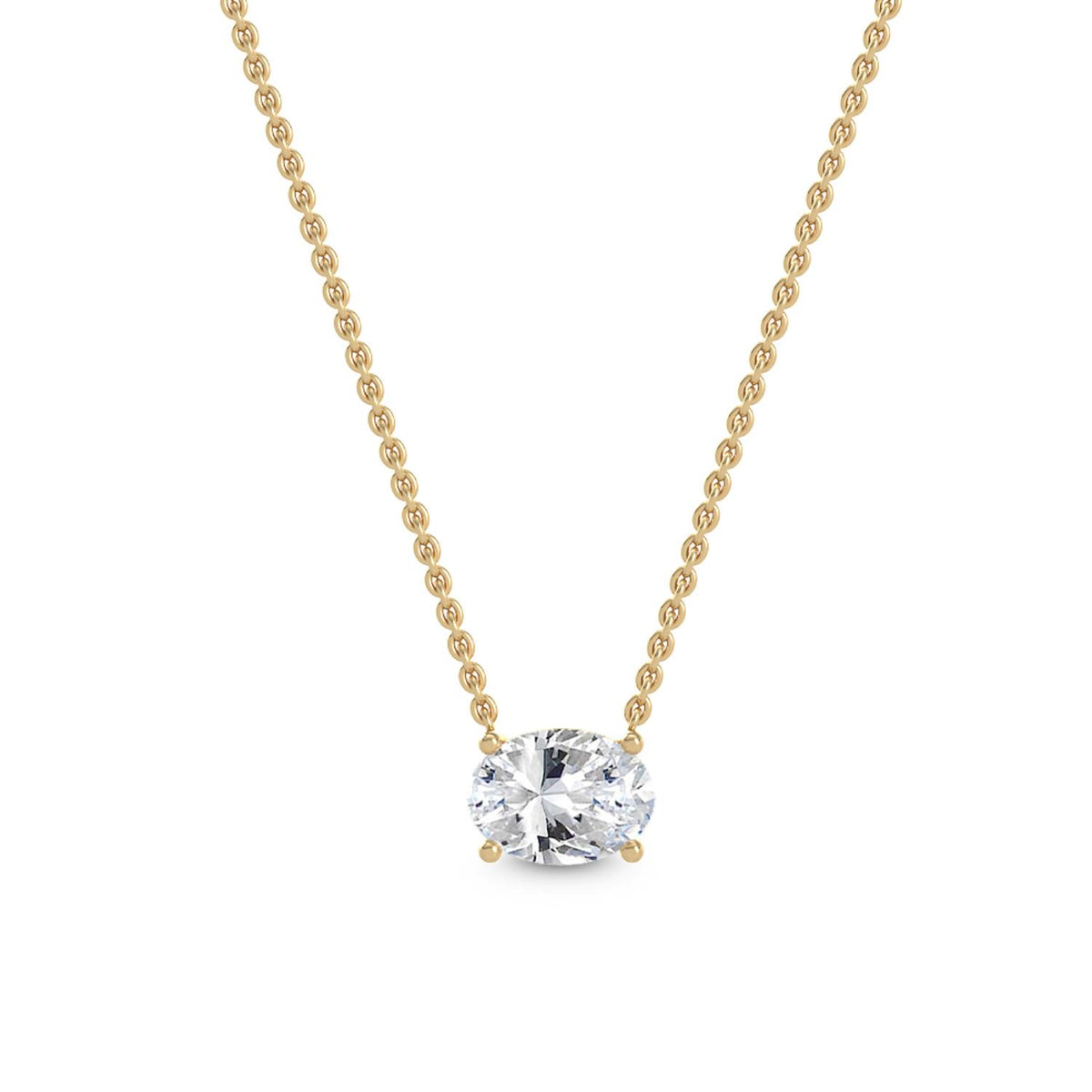 Yellow Gold / Oval Lab Grown Diamond Solitaire Pendant