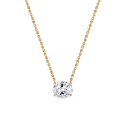 Yellow Gold / Oval Lab Grown Diamond Solitaire Pendant