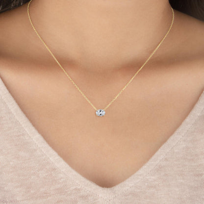 Yellow Gold / Oval Lab Grown Diamond Solitaire Pendant