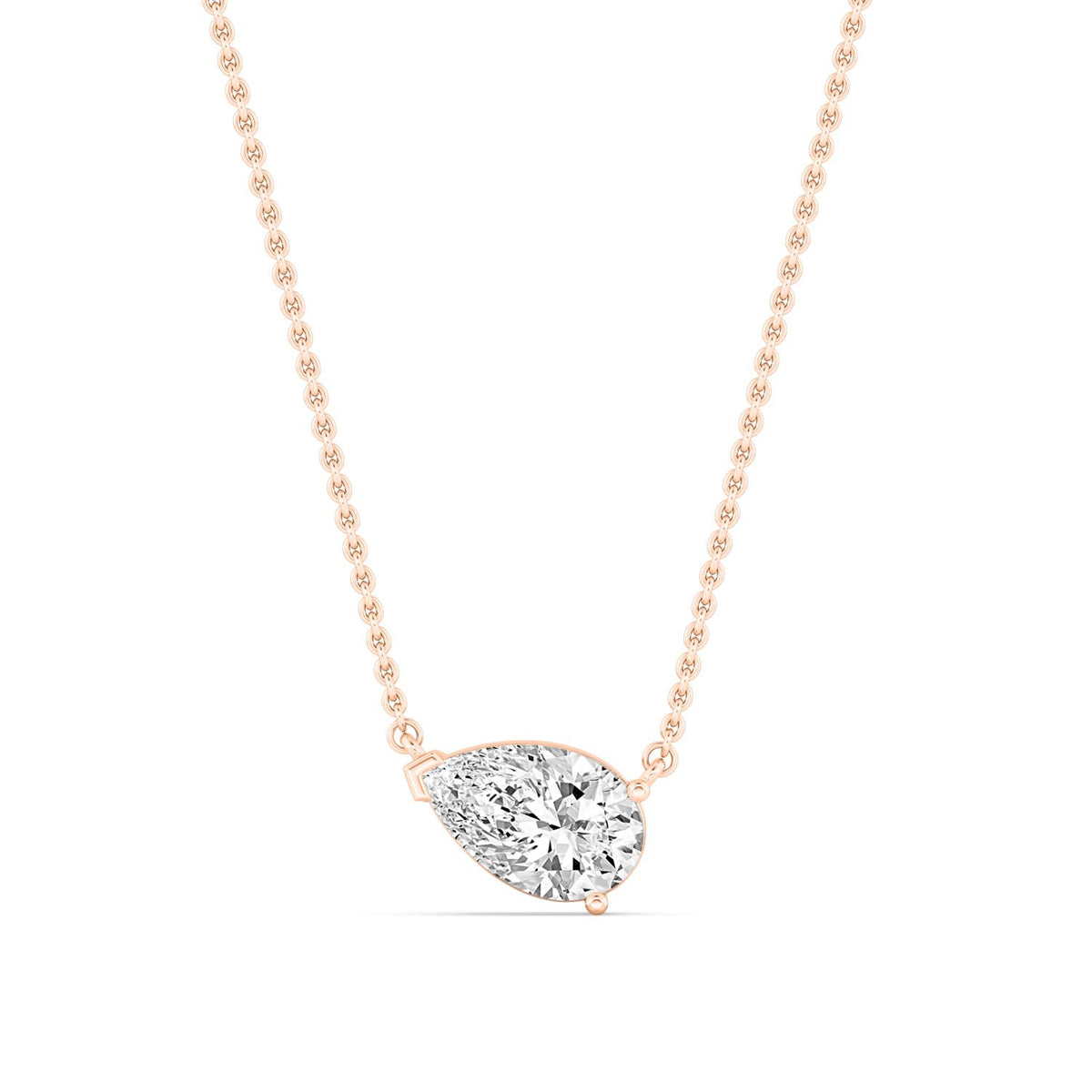 Rose Gold / Pear Lab Grown Diamond Solitaire Pendant
