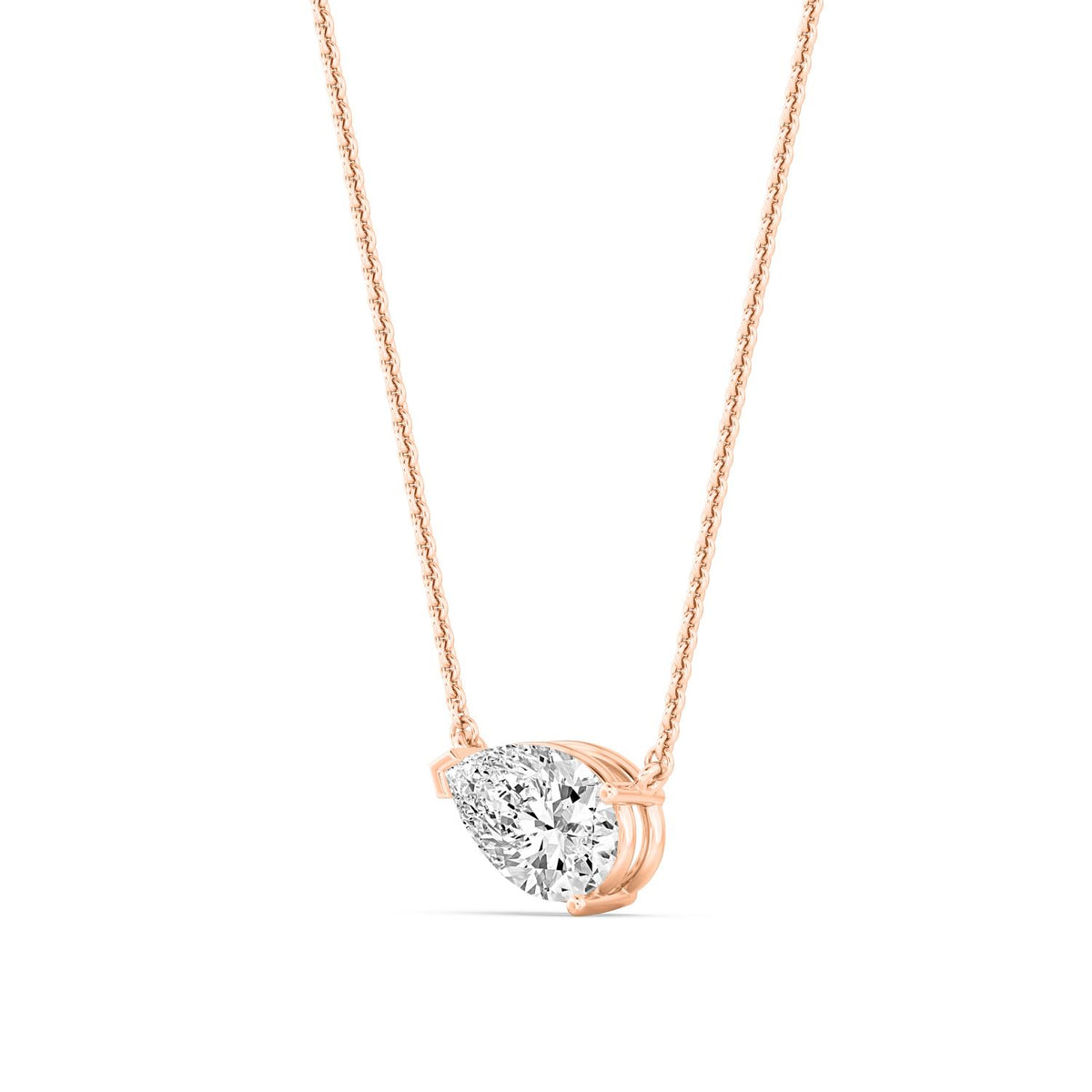 Rose Gold / Pear Lab Grown Diamond Solitaire Pendant
