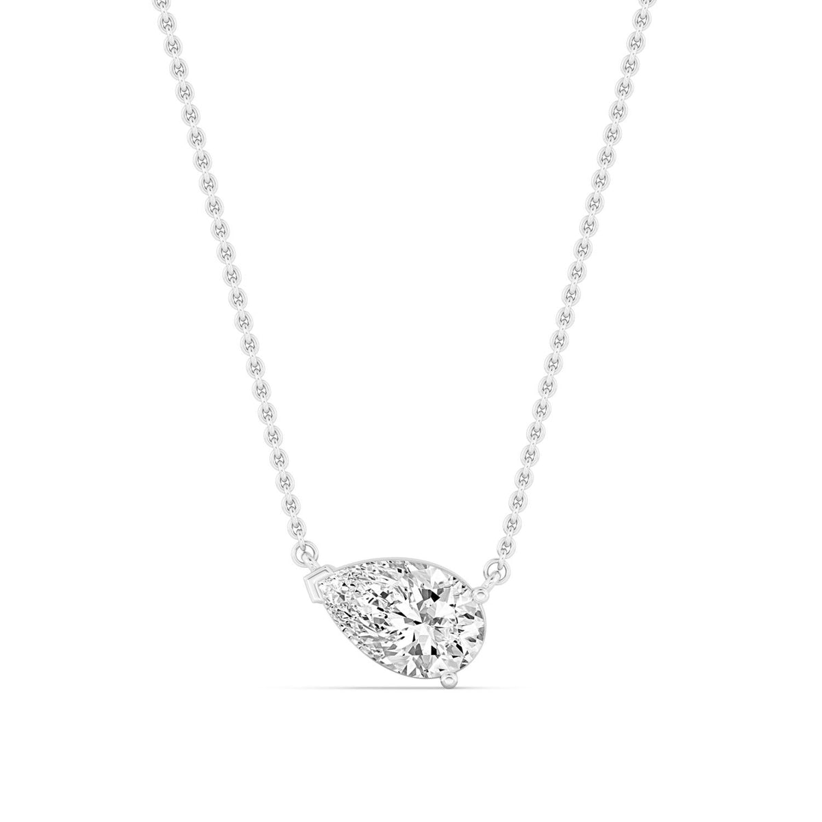 White Gold / Pear Lab Grown Diamond Solitaire Pendant