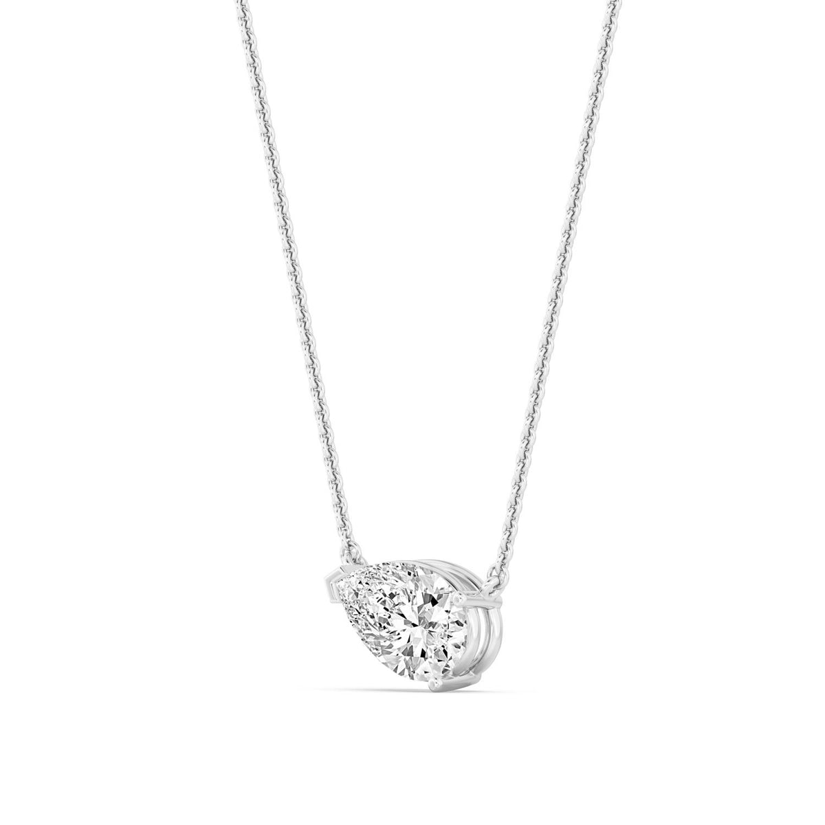 White Gold / Pear Lab Grown Diamond Solitaire Pendant