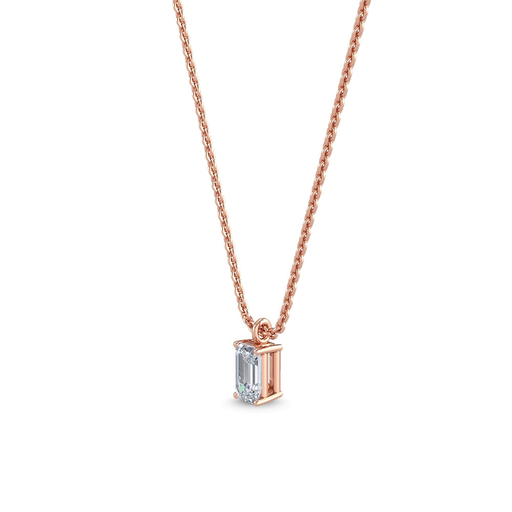 Rose Gold / Emerald Lab Grown Diamond Solitaire Pendant