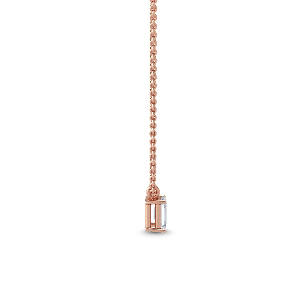 Rose Gold / Emerald Lab Grown Diamond Solitaire Pendant