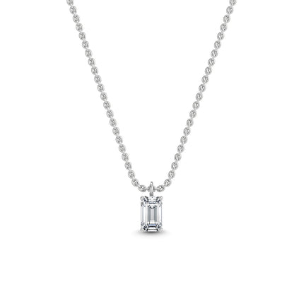 White Gold / Emerald Lab Grown Diamond Solitaire Pendant