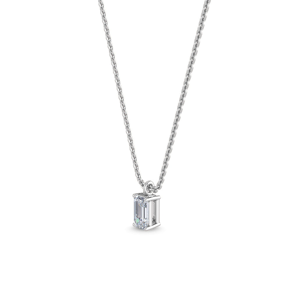 White Gold / Emerald Lab Grown Diamond Solitaire Pendant
