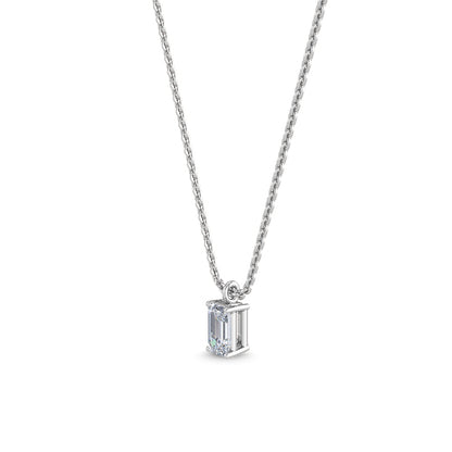 White Gold / Emerald Lab Grown Diamond Solitaire Pendant