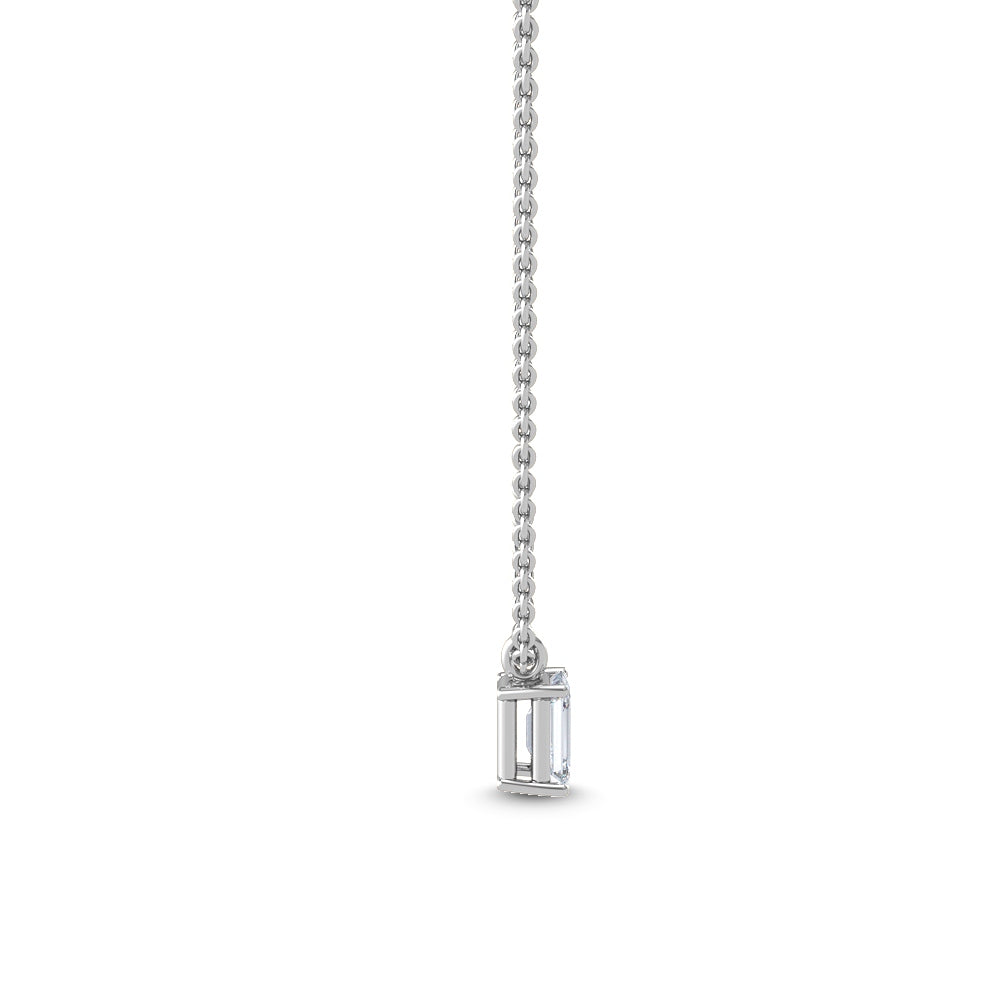 White Gold / Emerald Lab Grown Diamond Solitaire Pendant