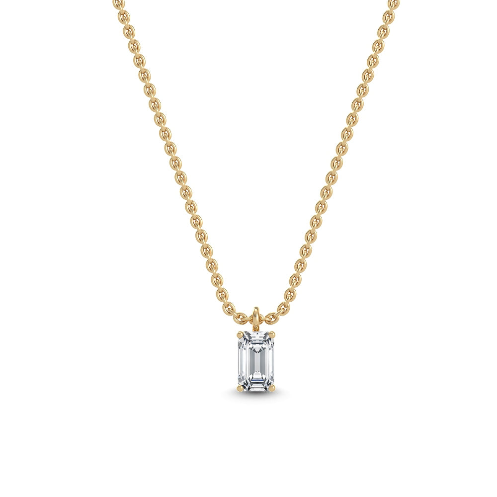 Yellow Gold / Emerald Lab Grown Diamond Solitaire Pendant